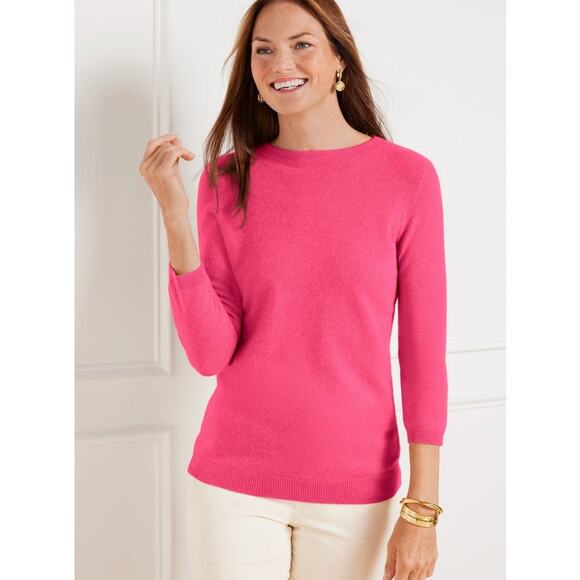 Talbots Womens Cashmere Bubblegum Pink Classic Crewneck Pullover Sweater L or XL - Picture 9 of 9